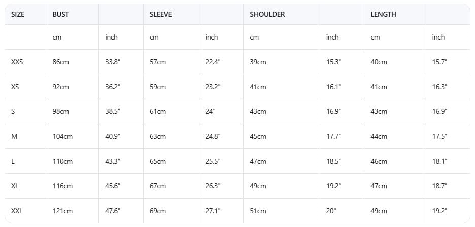 HUNTR-X Crop Top Hoodie - Size Chart