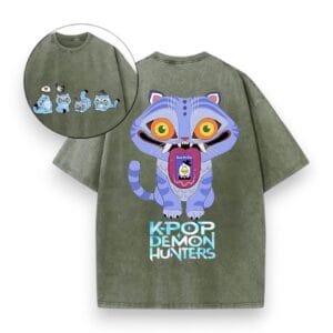 Kpop Demon Hunters Derpy Tiger Shirt Green
