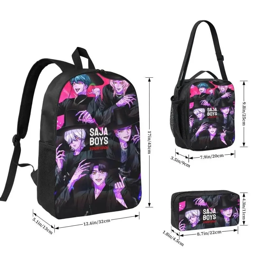KPop Demon Hunters Saja Boys Backpack Set 7 Kpop lunch bag set